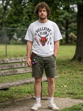 Netflix Official Merch Stranger Things Hellfire Club White Tee Size Large